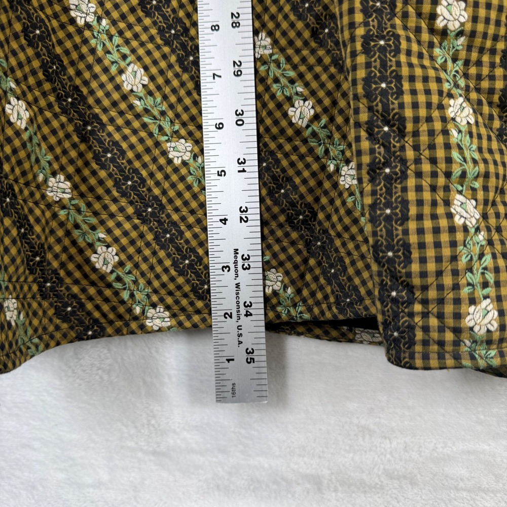 Loeffler Randall XL Skirt Quilted Gingham Floral Stripe Brown Yellow Midi Tie - Picture 5 of 14